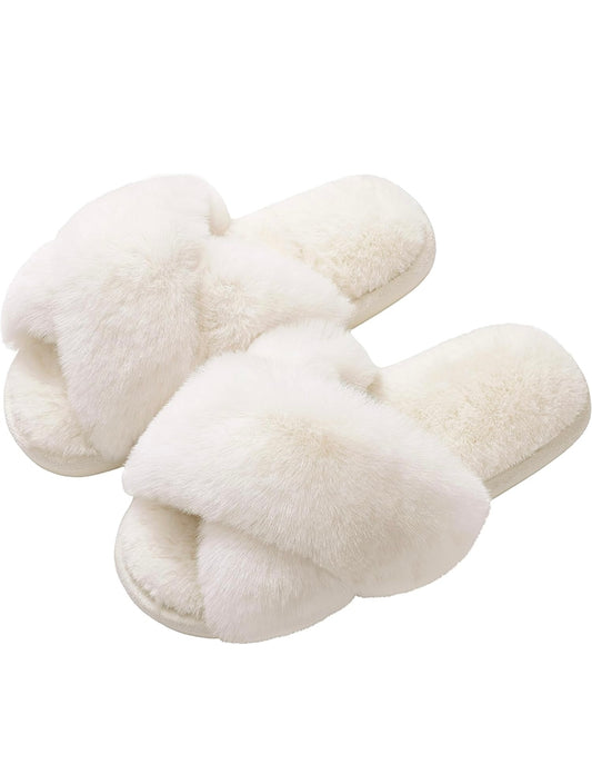 White Fuzzy Slippers